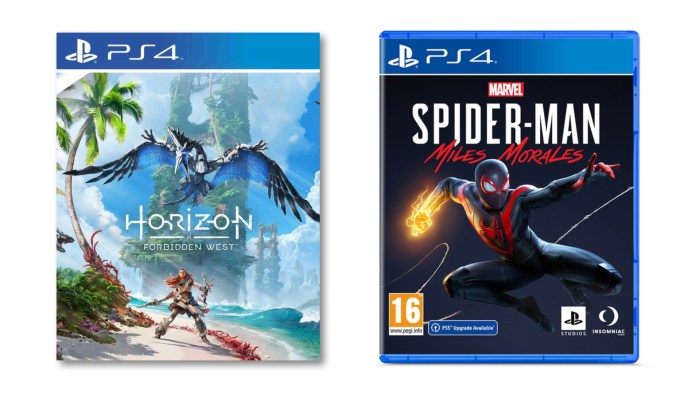 Sony ps5 launch games free upgrades ps4 spiderman miles morales horizon forbidden west
