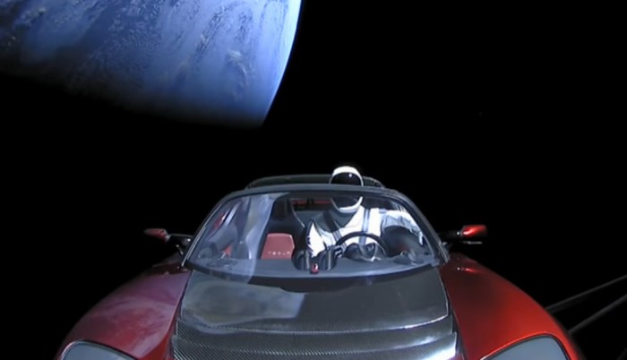 Roadster tesla starman space elon car falcon heavy spacex musk where launches techkee tv racked miles than any way history Elon musk tesla roadster starman spacesuit falcon heavy spacex