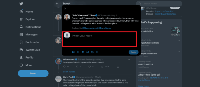 Twitter edit testing replies tweets