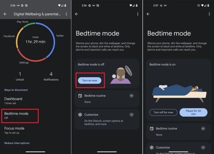 Android phone digital wellbeing focus sleep how to