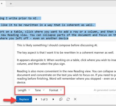 Microsoft notepad ai text editing rewrite