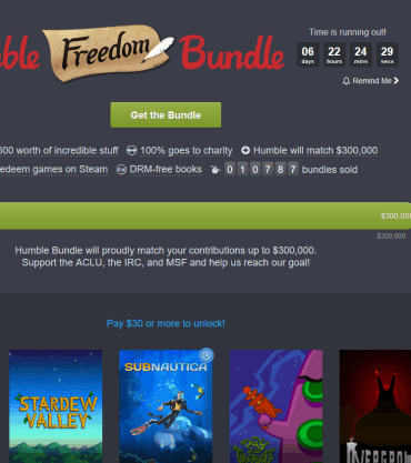 Humble freedom bundle good deal aclu witness stardew valley
