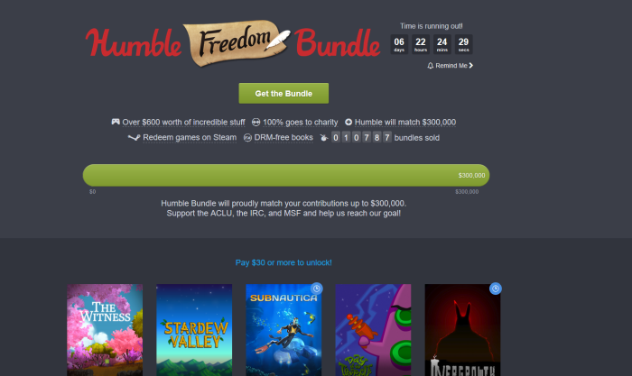 Humble freedom bundle good deal aclu witness stardew valley
