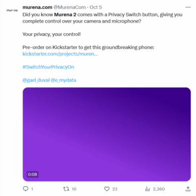 Murena 2 kickstarter built in privacy switch