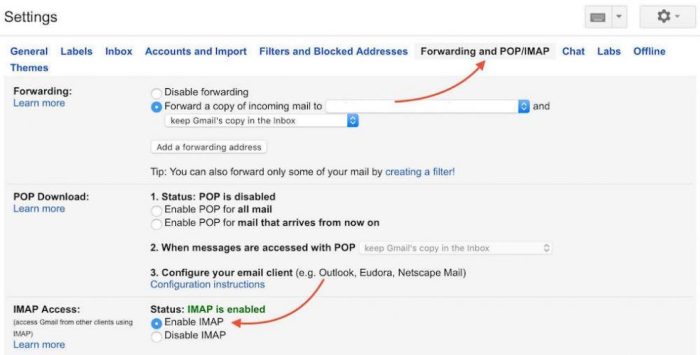 Gmail iphone x imap email support