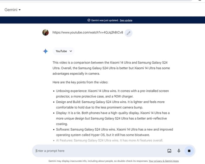 Google allows users to share images files youtube videos to gemini live