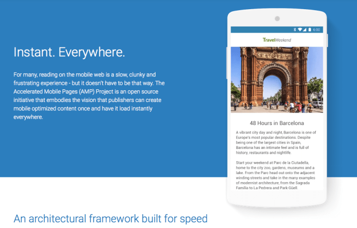 Amp Google amp accelerated mobile page announcement standard web packaging urls