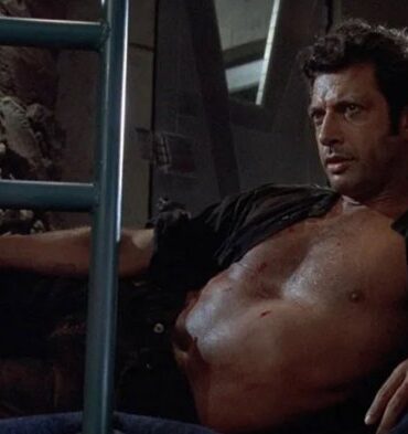 Shirtless jeff goldblum lego figure is dino mite