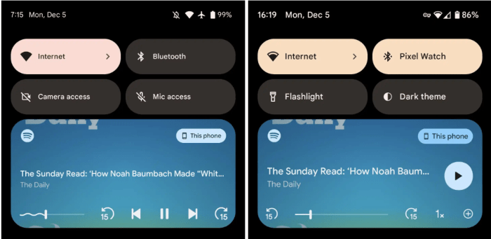 Spotify android 13 media player update