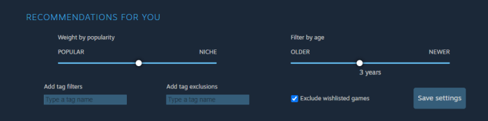 Valve steam labs interactive recommender game recommendation machine learning tool