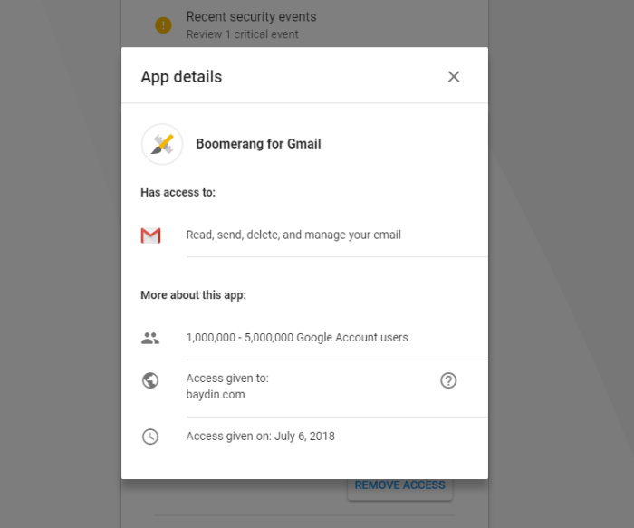 Google apps third party disconnect remove how to