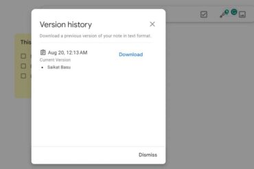 Google keep app formatting version history