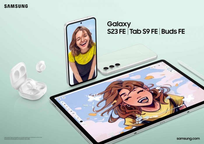 Samsung galaxy s23 fe tab s9 buds price features