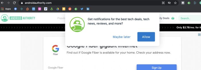 How prevent site notification popups google chrome