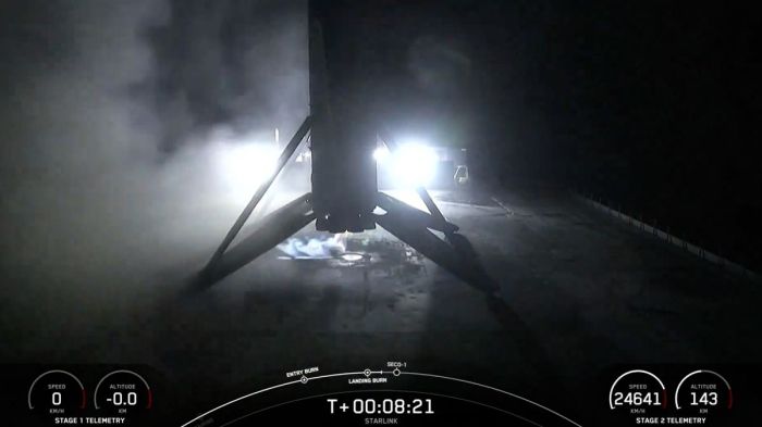 Starlink teslarati spacex fairing reuse break record angle b1060 Spacex falcon 9 rocket launch reusability trips flights starlink