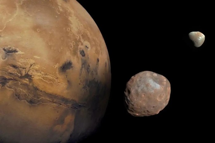 Phobos mars apod over viking orbiter moon nasa gov picture Mars moon phobos gravity destruction rings saturn