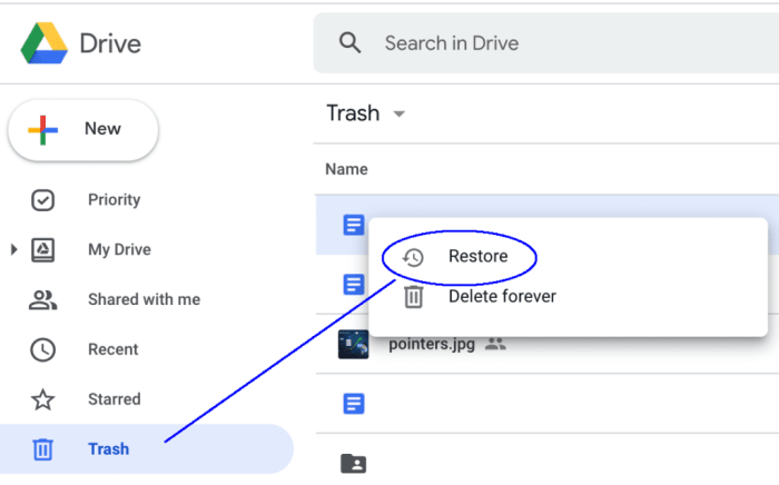 Google android 12 trash bin recover lost deleted files