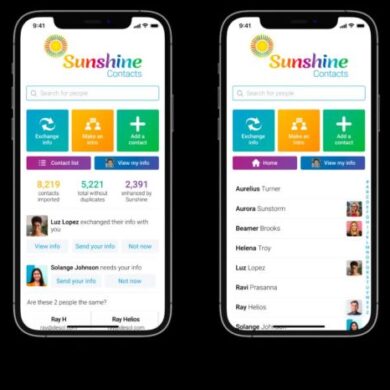 Sunshine contacts lumi labs ios app address book emails phone numbers sync