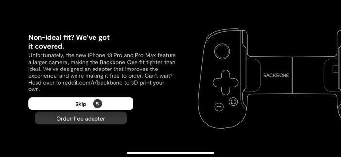 Backbone controller iphone 13 pro camera bump 3d printed adapter