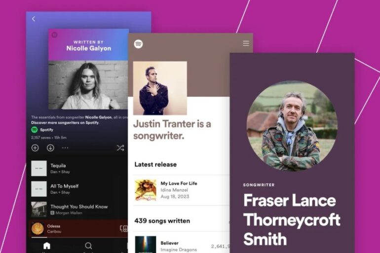 Spotify search songwriter pages clickable credits