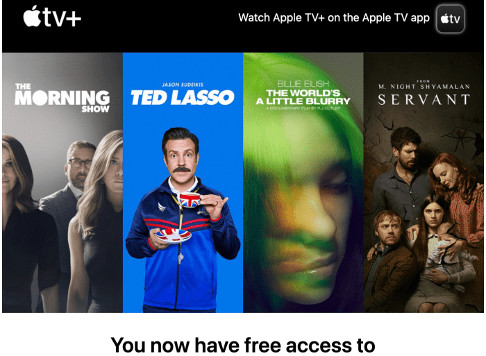 Apple free tv plus service trials extended